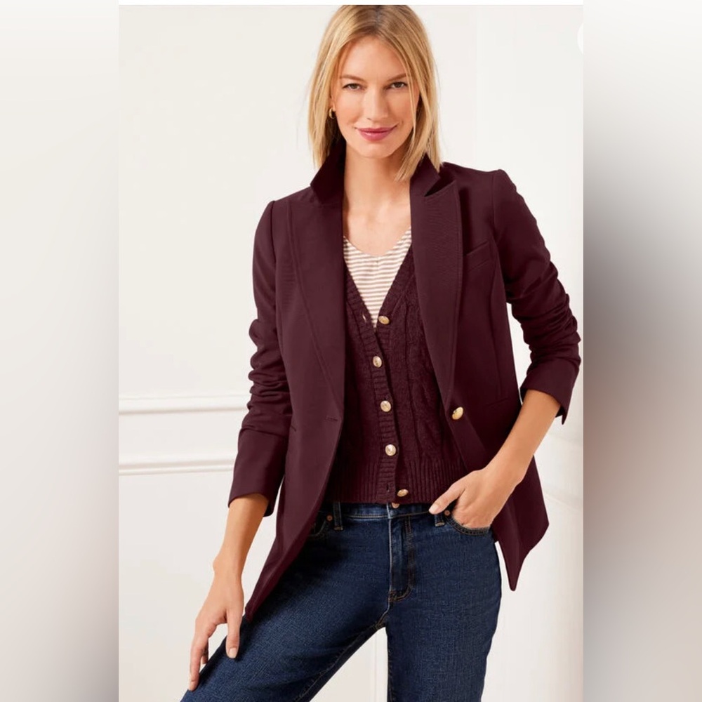Talbots Tailored Stretch Blazer, Rich Burgundy, Size 14 and Matching Tank, NWT.